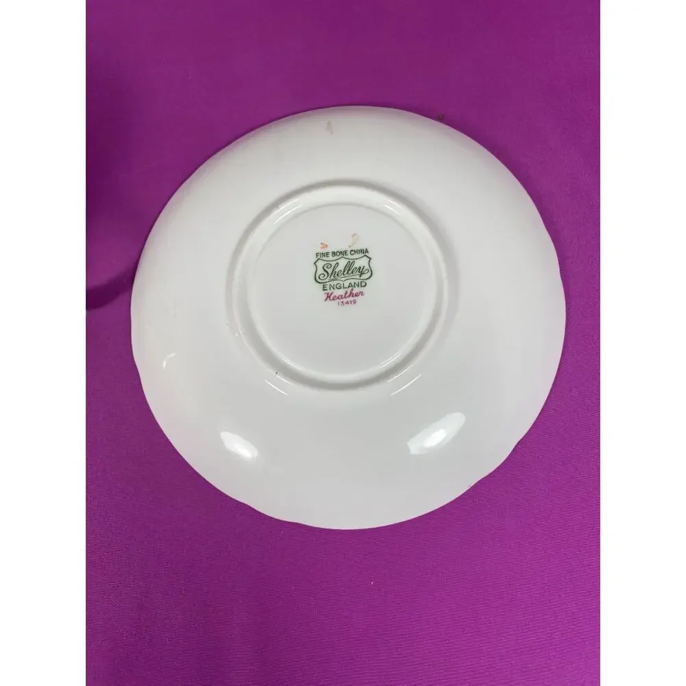 Vintage Shelley England Fine Bone China Heather Landscape 13419 Cup Saucer Set